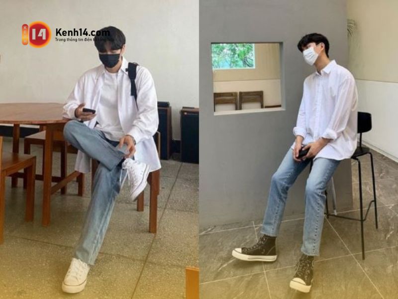 Lựa chọn quần jeans, áo phông và sneaker để đi date